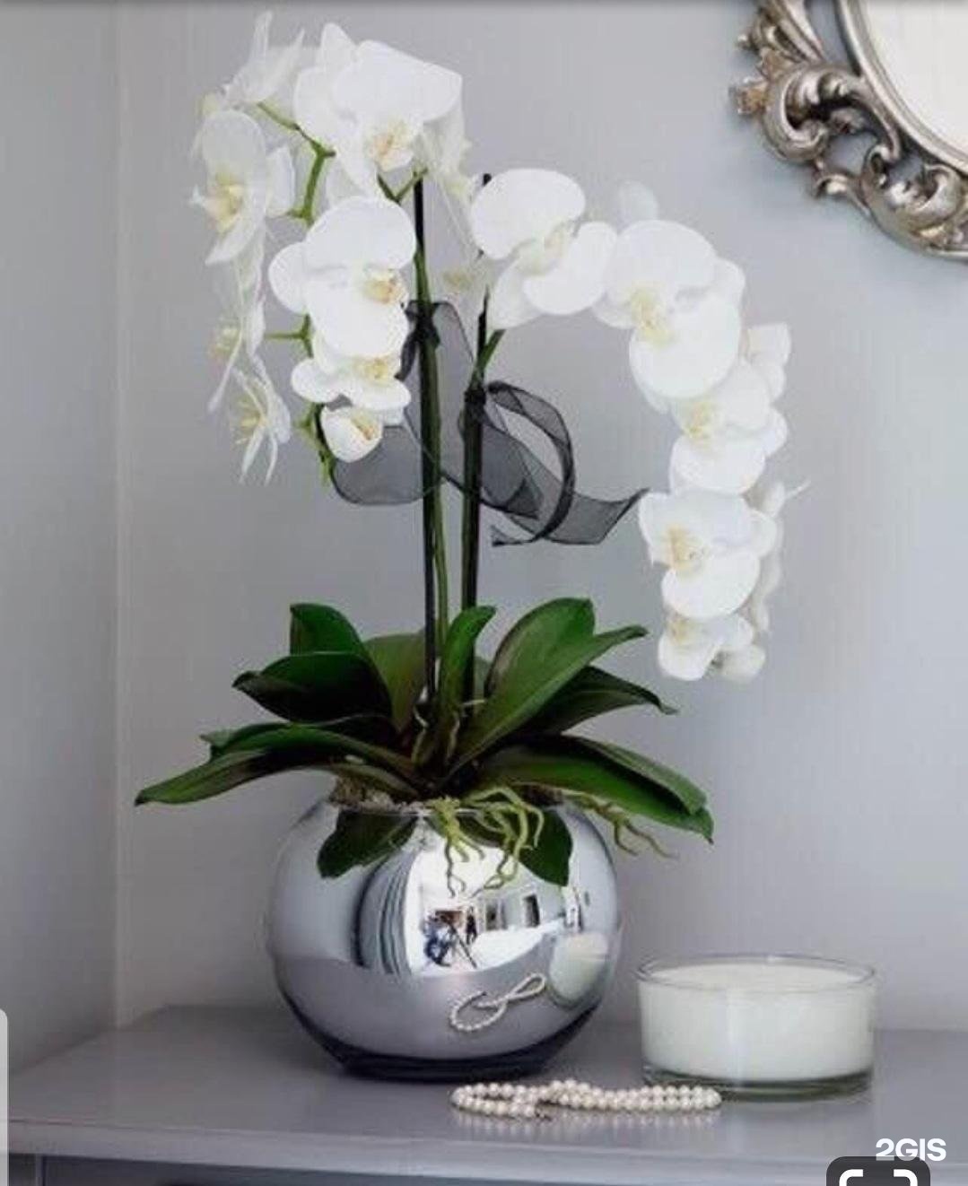 Композиция с орхидеями в вазе