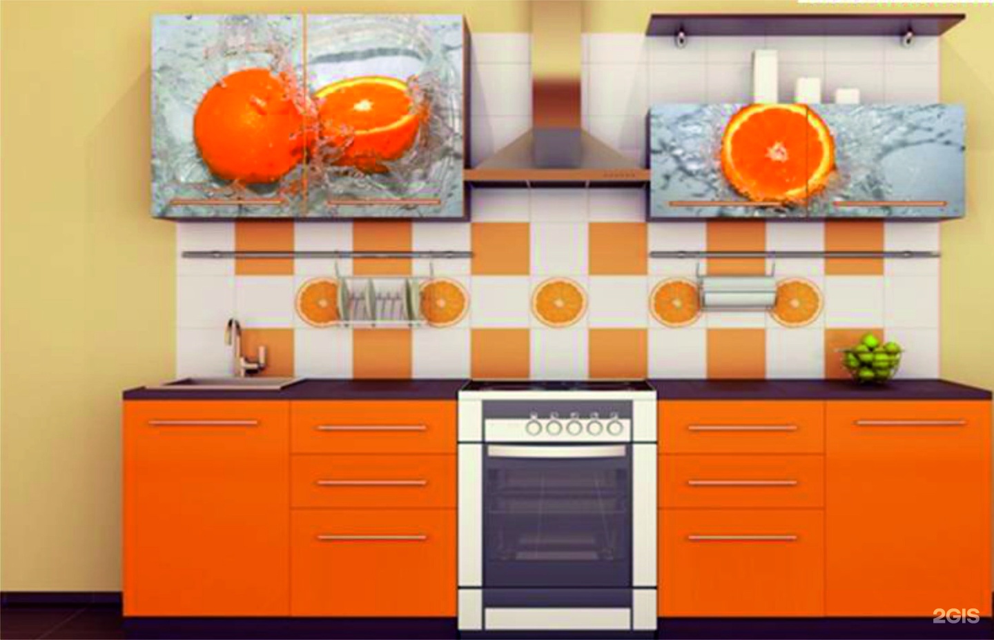 Кухня апельсин 2 метра БТС